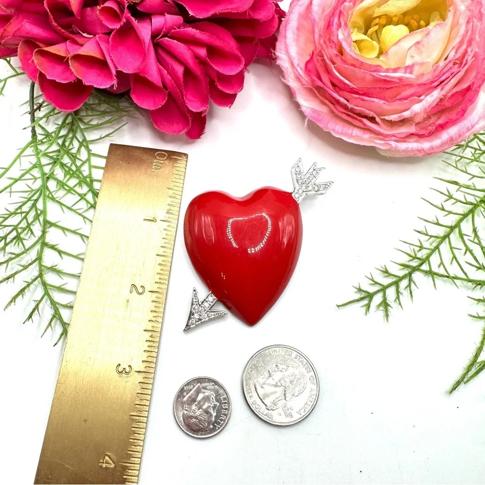 VINTAGE⚜️BOB MACKIE Red Enamel Heart & Arrow Brooch